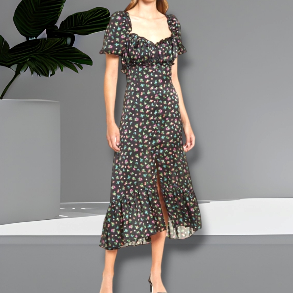 PRIM Berry Floral Print Maxi Dress. Size L. NWT